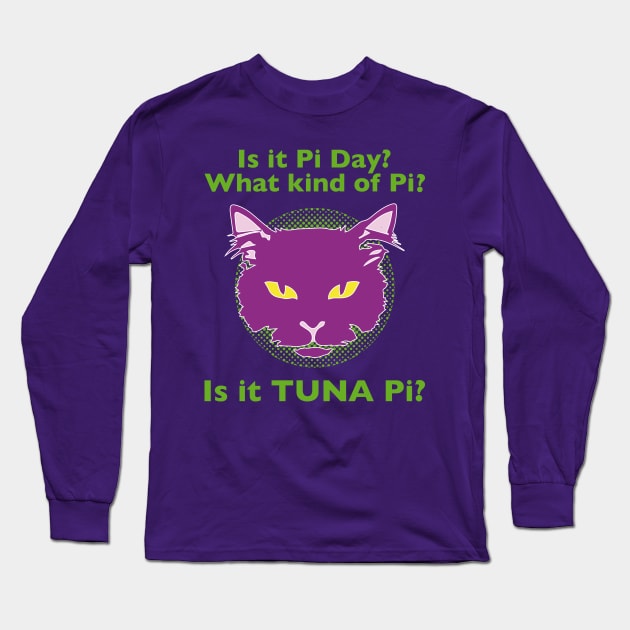 Pi Day shirt Tuna Pi Cat Long Sleeve T-Shirt by MalarkeyPie